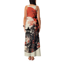 Samurai Warrior Japan Family Matching Tank Maxi Dress and Hawaiian Shirt Red-blossomed Tree Classic Japanese Stylized - Polynesian Pride