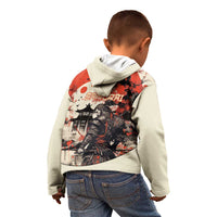 Samurai Warrior Japan Kid Hoodie Red-blossomed Tree Classic Japanese Stylized - Polynesian Pride
