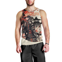 Samurai Warrior Japan Men Tank Top Red-blossomed Tree Classic Japanese Stylized LT14 - Polynesian Pride