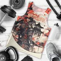 Samurai Warrior Japan Men Tank Top Red-blossomed Tree Classic Japanese Stylized LT14 - Polynesian Pride