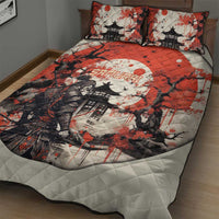 Samurai Warrior Japan Quilt Bed Set Red-blossomed Tree Classic Japanese Stylized LT14 - Polynesian Pride