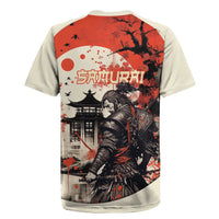 Samurai Warrior Japan Rugby Jersey Red-blossomed Tree Classic Japanese Stylized LT14 - Polynesian Pride