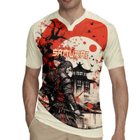 Samurai Warrior Japan Rugby Jersey Red-blossomed Tree Classic Japanese Stylized LT14 - Polynesian Pride
