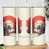 Samurai Warrior Japan Skinny Tumbler Red-blossomed Tree Classic Japanese Stylized - Polynesian Pride