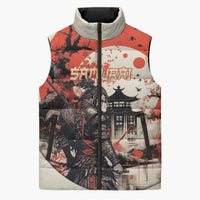 Samurai Warrior Japan Sleeveless Puffer Jacket Red-blossomed Tree Classic Japanese Stylized LT14 Unisex Red - Polynesian Pride