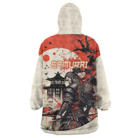 Samurai Warrior Japan Wearable Blanket Hoodie Red-blossomed Tree Classic Japanese Stylized LT14 - Polynesian Pride