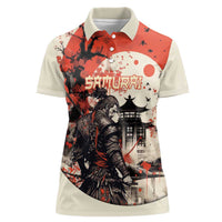 Samurai Warrior Japan Women Polo Shirt Red-blossomed Tree Classic Japanese Stylized - Polynesian Pride