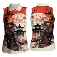 Samurai Warrior Japan Women Sleeveless Polo Shirt Red-blossomed Tree Classic Japanese Stylized LT14 - Polynesian Pride