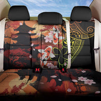 Hawaiian and Japanese Back Car Seat Cover Koi Fish With Kanaka Polynesian Tattoo LT14 One Size Black - Polynesian Pride