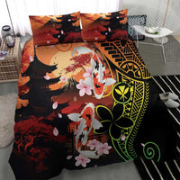Hawaiian and Japanese Bedding Set Koi Fish With Kanaka Polynesian Tattoo - Polynesian Pride