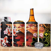 Hawaiian and Japanese 4 in 1 Can Cooler Tumbler Koi Fish With Kanaka Polynesian Tattoo - Polynesian Pride