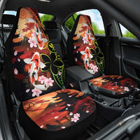 Hawaiian and Japanese Car Seat Cover Koi Fish With Kanaka Polynesian Tattoo - Polynesian Pride