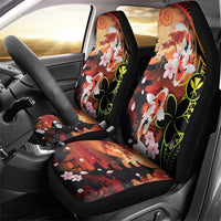 Hawaiian and Japanese Car Seat Cover Koi Fish With Kanaka Polynesian Tattoo - Polynesian Pride