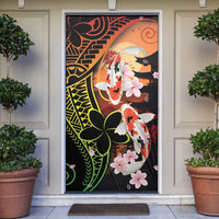Hawaiian and Japanese Door Cover Koi Fish With Kanaka Polynesian Tattoo - Polynesian Pride