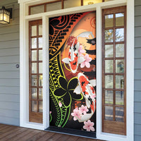 Hawaiian and Japanese Door Cover Koi Fish With Kanaka Polynesian Tattoo - Polynesian Pride