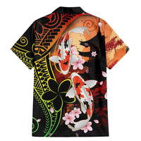 Hawaiian and Japanese Family Matching Mermaid Dress and Hawaiian Shirt Koi Fish With Kanaka Polynesian Tattoo - Polynesian Pride