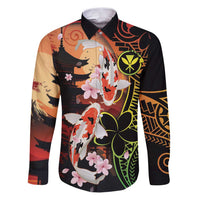 Hawaiian and Japanese Family Matching Puletasi and Hawaiian Shirt Koi Fish With Kanaka Polynesian Tattoo - Polynesian Pride