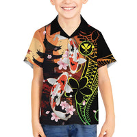 Hawaiian and Japanese Family Matching Puletasi and Hawaiian Shirt Koi Fish With Kanaka Polynesian Tattoo - Polynesian Pride