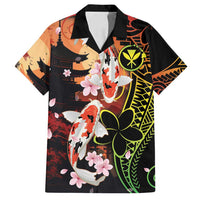 Hawaiian and Japanese Family Matching Tank Maxi Dress and Hawaiian Shirt Koi Fish With Kanaka Polynesian Tattoo - Polynesian Pride