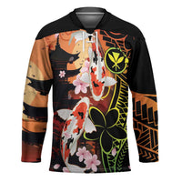 Hawaiian and Japanese Hockey Jersey Koi Fish With Kanaka Polynesian Tattoo - Polynesian Pride