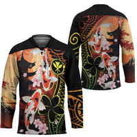 Hawaiian and Japanese Hockey Jersey Koi Fish With Kanaka Polynesian Tattoo LT14 - Polynesian Pride