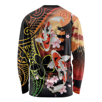 Hawaiian and Japanese Long Sleeve Shirt Koi Fish With Kanaka Polynesian Tattoo - Polynesian Pride