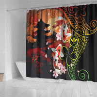 Hawaiian and Japanese Shower Curtain Koi Fish With Kanaka Polynesian Tattoo LT14 - Polynesian Pride