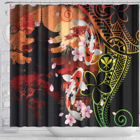 Hawaiian and Japanese Shower Curtain Koi Fish With Kanaka Polynesian Tattoo LT14 - Polynesian Pride