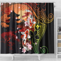 Hawaiian and Japanese Shower Curtain Koi Fish With Kanaka Polynesian Tattoo LT14 - Polynesian Pride