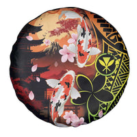 Hawaiian and Japanese Spare Tire Cover Koi Fish With Kanaka Polynesian Tattoo - Polynesian Pride