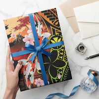 Hawaiian and Japanese Wrapping Paper Kanaka With Koi Fish Polynesian Tattoo LT14 - Polynesian Pride