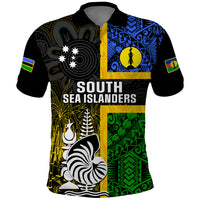 Personalised South Sea Islanders Polo Shirt Kanakas With New Caledonia Coat Of Arms LT14 Black - Polynesian Pride