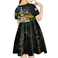 Personalised South Sea Islanders Kid Short Sleeve Dress Kanakas With Fiji Coat Of Arms LT14 - Polynesian Pride