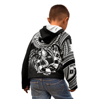 Personalised Polynesia Kid Hoodie Fish Hook Tattoo Go Fishing Polynesian Pattern Black LT14 - Polynesian Pride