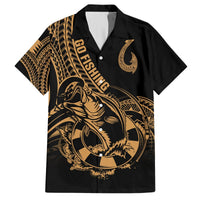 Polynesia Hawaiian Shirt Fish Hook Tattoo Go Fishing Polynesian Pattern Gold LT14 Gold - Polynesian Pride
