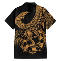 Polynesia Hawaiian Shirt Fish Hook Tattoo Go Fishing Polynesian Pattern Gold LT14 - Polynesian Pride