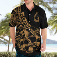 Polynesia Hawaiian Shirt Fish Hook Tattoo Go Fishing Polynesian Pattern Gold LT14 - Polynesian Pride