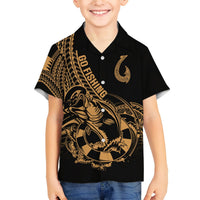Polynesia Hawaiian Shirt Fish Hook Tattoo Go Fishing Polynesian Pattern Gold LT14 - Polynesian Pride