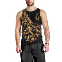 Polynesia Men Tank Top Fish Hook Tattoo Go Fishing Polynesian Pattern Gold LT14 - Polynesian Pride