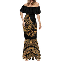 Polynesia Mermaid Dress Fish Hook Tattoo Go Fishing Polynesian Pattern Gold LT14 - Polynesian Pride