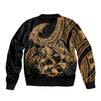 Polynesia Sleeve Zip Bomber Jacket Fish Hook Tattoo Go Fishing Polynesian Pattern Gold LT14 - Polynesian Pride