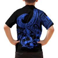 Polynesia Hawaiian Shirt Fish Hook Tattoo Go Fishing Polynesian Pattern Blue LT14 - Polynesian Pride
