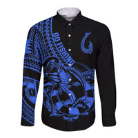 polynesia-long-sleeve-button-shirt-fish-hook-tattoo-go-fishing-polynesian-pattern-blue