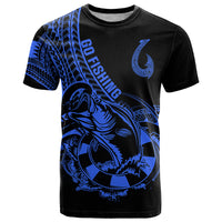 Polynesia T Shirt Fish Hook Tattoo Go Fishing Polynesian Pattern Blue LT14 Blue - Polynesian Pride