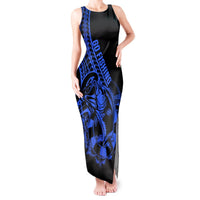 Polynesia Tank Maxi Dress Fish Hook Tattoo Go Fishing Polynesian Pattern Blue LT14 Women Blue - Polynesian Pride