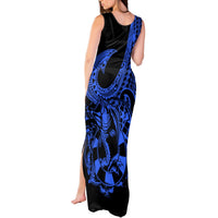 Polynesia Tank Maxi Dress Fish Hook Tattoo Go Fishing Polynesian Pattern Blue LT14 - Polynesian Pride