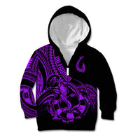 Polynesia Kid Hoodie Fish Hook Tattoo Go Fishing Polynesian Pattern Purple LT14 Zip Hoodie Purple - Polynesian Pride