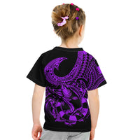 Polynesia Kid T Shirt Fish Hook Tattoo Go Fishing Polynesian Pattern Purple LT14 - Polynesian Pride