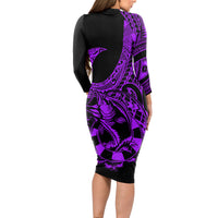 polynesia-long-sleeve-bodycon-dress-fish-hook-tattoo-go-fishing-polynesian-pattern-purple
