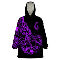 Polynesia Wearable Blanket Hoodie Fish Hook Tattoo Go Fishing Polynesian Pattern Purple LT14 One Size Purple - Polynesian Pride